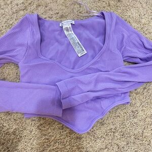 Zara Lavender Ribbed Crop Top